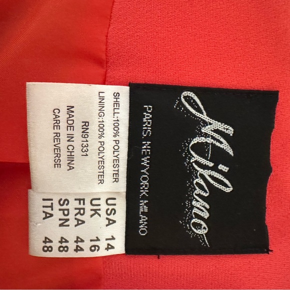 Milano Coral Suit Dress with modesty piece, Beading on Jacket and Handbag - Picture 4 of 7